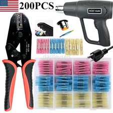 200PCS Heat Shrink Wire Connectors Seal Crimp Splice Terminals Crimper Plier Set