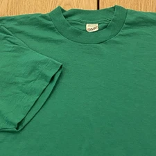 Vintage 80s Screen Stars Blank Single Stitch T Shirt Green XL Made In USA