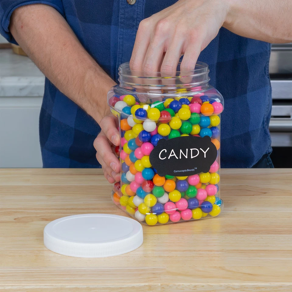 Botes cuadrados de plástico transparente de 64 oz paquete de 3 piezas, 1/2 galón, frascos de capacidad de 8 tazas Foto 2 de 4