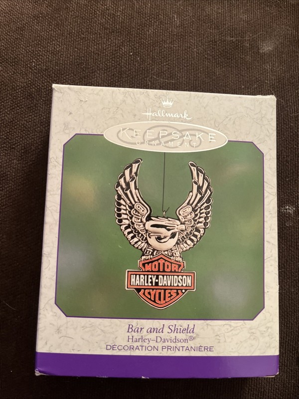 Harley Davidson Hallmark Keepsake Ornament Bar and Shield Die-Cast ~ 2000