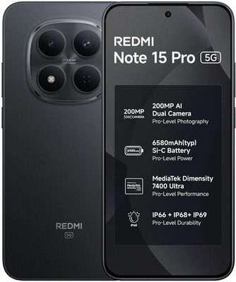 REDMI Note 15 Pro 5G ( Black, 8GB+128GB) Dimensity 7400-Ultra Global Version