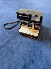 Vtg Polaroid Sun 600 LMS Instant Film Camera with Strap and Flash - SEE PHOTOS