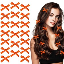 20Pcs Mini Orange Bow Hair Clips Cute Hair Bows Silk Satin Bows for Hair smal...