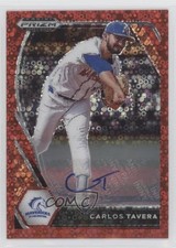 2021 Panini Prizm Draft Picks Red Donut Circle 77/99 Carlos Tavera Auto 0b2