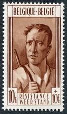 BELGIUM 1948 10f+10f red-brown SG1254 mint MNH FG Monuments Fund Resistance #A01