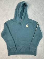 Carhartt Kids Youth Large 12-14 Hoodie Teal Relaxed Fit Logo Sweatshirt