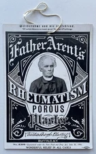 1906 Father Arent’s Rheumatism Porous Plaster Cardstock Sign 