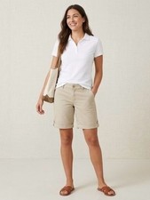 Eddie Bauer Blakely Fit Khaki Cargo Bermuda Shorts Convertible Roll Up Size 8