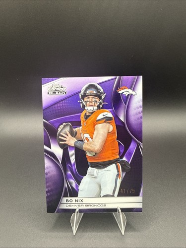 2025 Topps Chrome Black Football Bo Nix Purple /75 #33 Denver Broncos