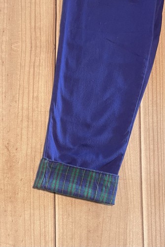 Vintage Gymboree 90s Pleat Front Pants Plaid Cuff Leg Size XXL Rainbow Tag Blue - Picture 2 of 8