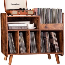 Record Player Stand, Large Record Player Table Cabinet with Open Vinyl Storag...