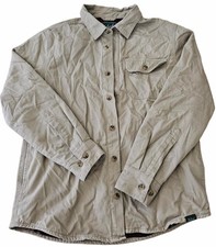 Woolrich Men's Flannel Lined Button Down Shirt Jacket Tan Brown MD / MEDIUM