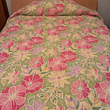King Size Comforter Quilt Lime Green Pink Yellow Flowers Spring Vibrancy