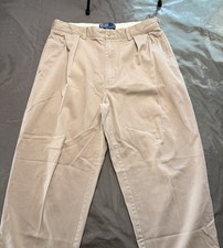 Polo Ralph Lauren Mens 35x30 34x27 Beige Pleated Andrew Pants Cotton