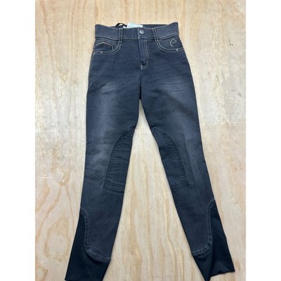 Equitheme Kids Equestrian Riding Breeches Dark Gray Denim Horse Pants Size 12