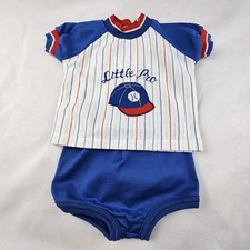 Vintage Healthtex Baby Boy Size 6m Made In USA 2 Pc Outfit Top/Shorts Baseball