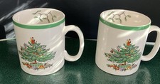 Spode Christmas Tree Coffee Tea Cup - Made in England S 3324 H Set Of 2 VGUC