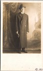 RPPC Postcard Studio Portrait Man in single breasted Chesterfield Coat & Fedora — photo 1