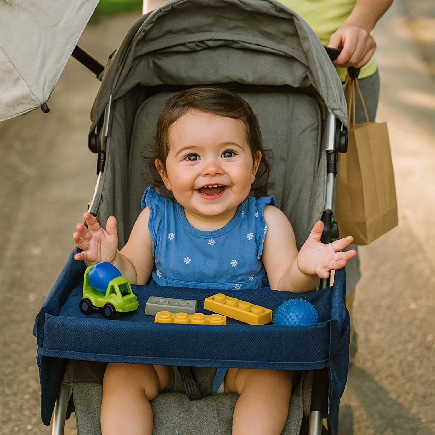 Tavolino da viaggio per bambini per auto, vassoio organizer per seggiolino auto foto 3