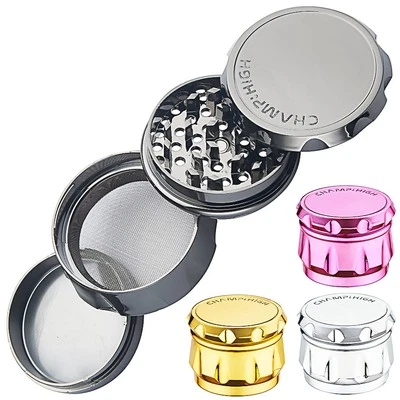 CHAMP HIGH Grinder 64mm Crusher Tabakmühle 4 teilig Feinsieb Mühle Kunststoff Magnet