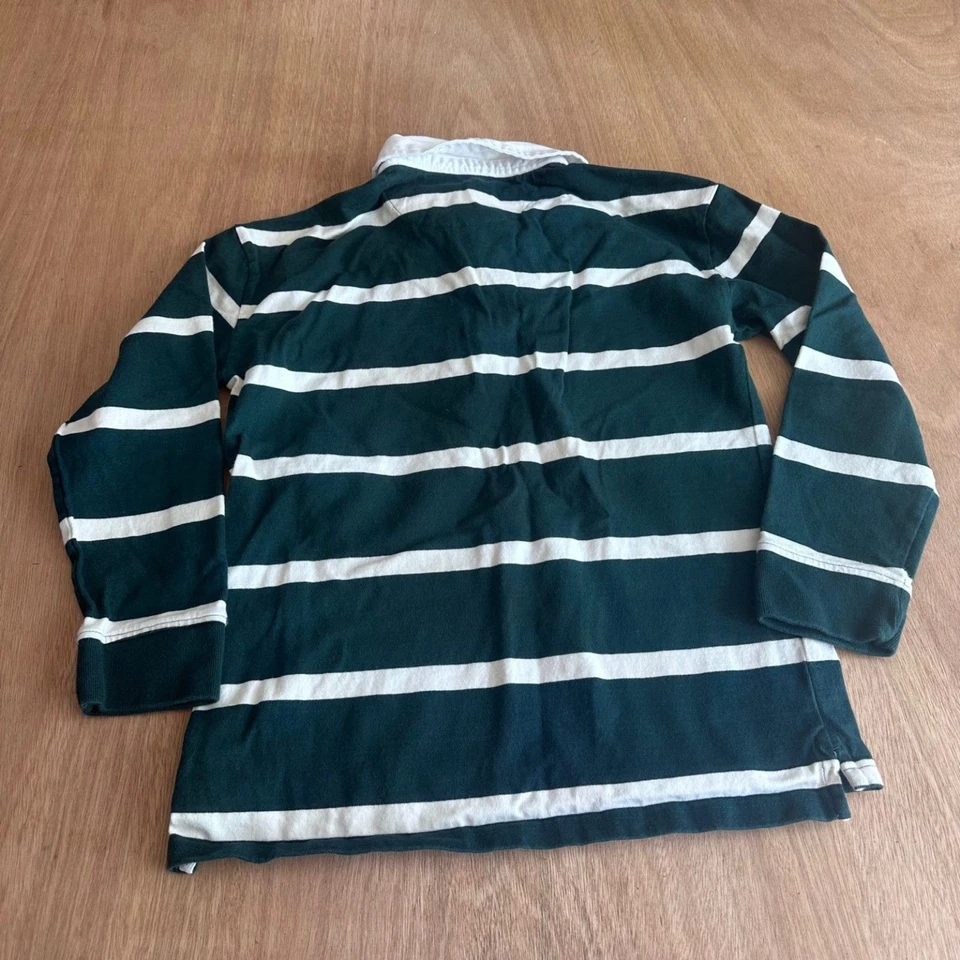 Old Navy Boys XL 14-16 Rugby Polo Shirt Green White Long Sleeve Cotton - Image 2 of 4