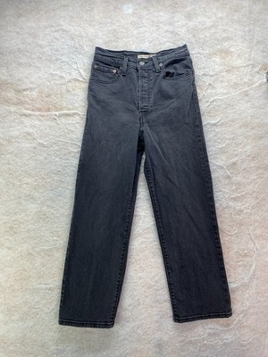 Levis Womens Size 27 Black Rinse High Rise Ribcage Straight Ankle Denim Jeans