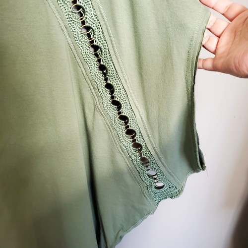 Free People Rough Around The Edges Top Size Large Sage Dust Green Dolman Sleeves - Picture 5 of 11