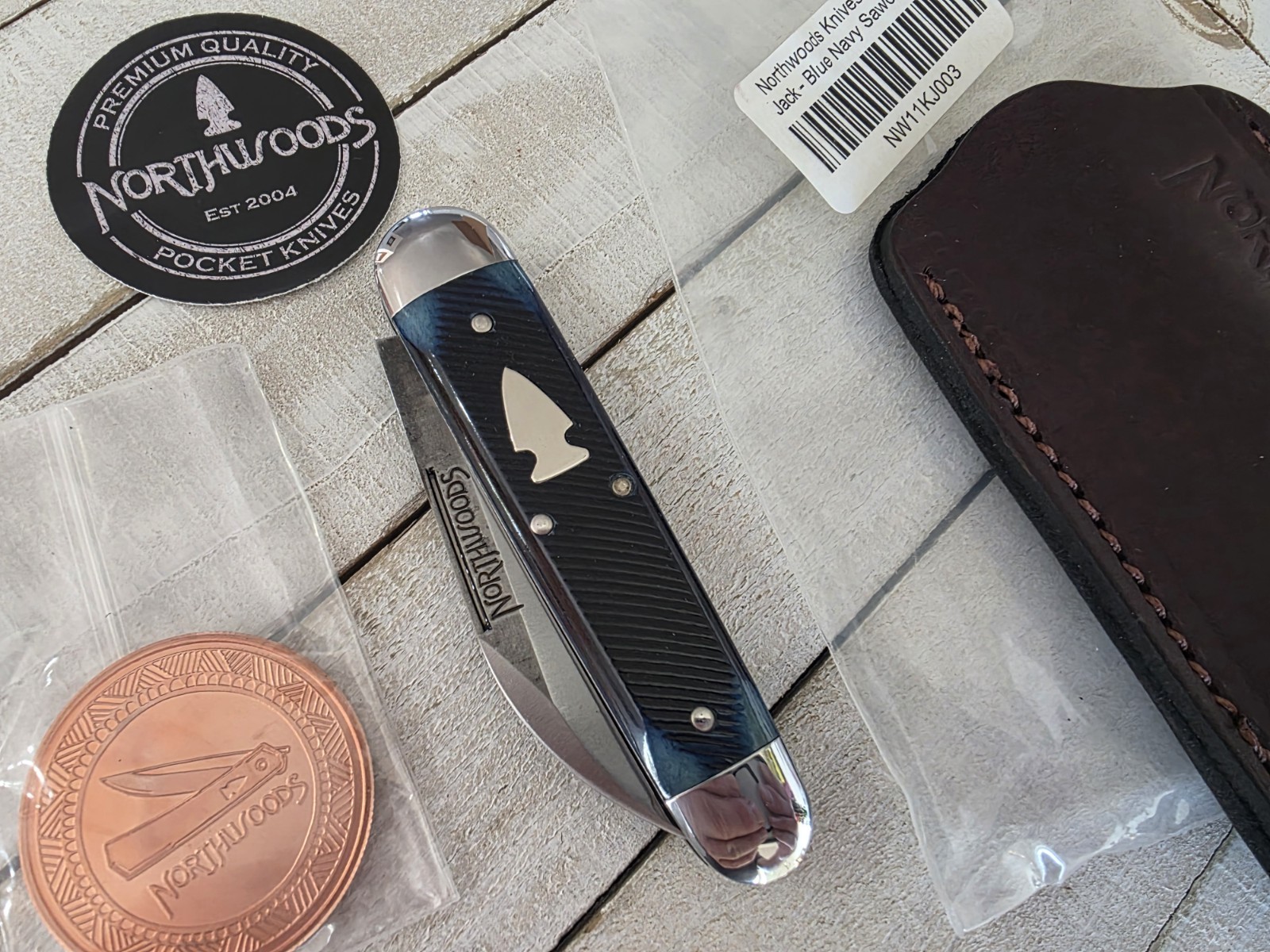 Northwoods Knives / Great Eastern Cutlery GEC Fremont Jack Blue Sawcut Bone