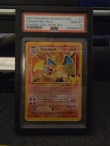 PSA 10- Charizard 4/102 Celebrations: Classic Collection Holo- With Guard