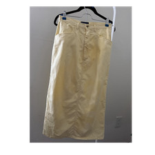 Vintage Herman Geist Women's Butter Yellow Cotton Cottagecore Midi Skirt Size 4