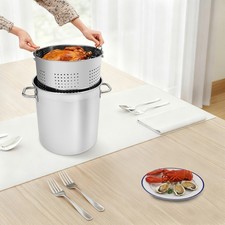 55 QT Stainless Steel Seafood Boil Pot With Basket Heavy Duty Cooking Pot W/ Lid
