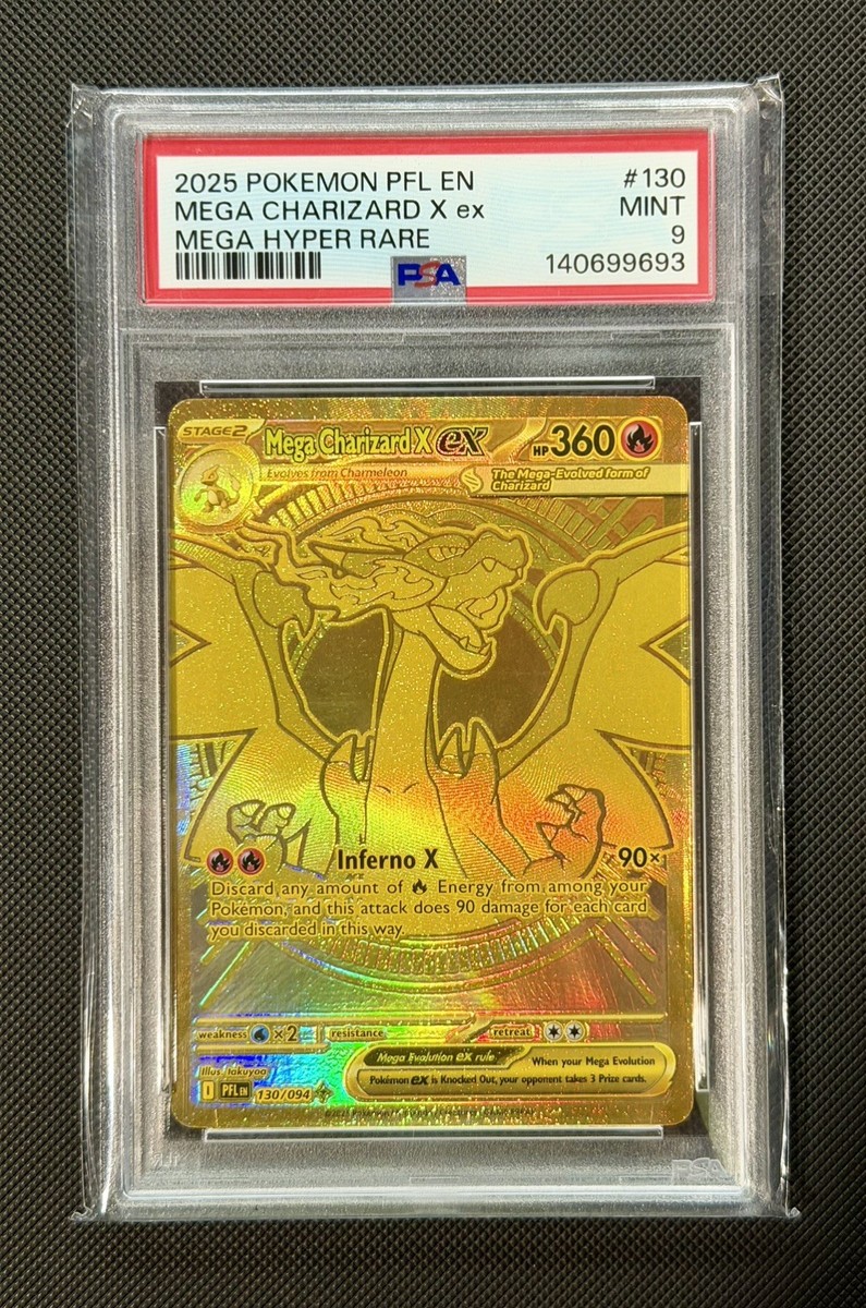 2025 MEGA CHARIZARD X EX HYPER RARE GOLD PHANTASMAL FLAMES POKEMON