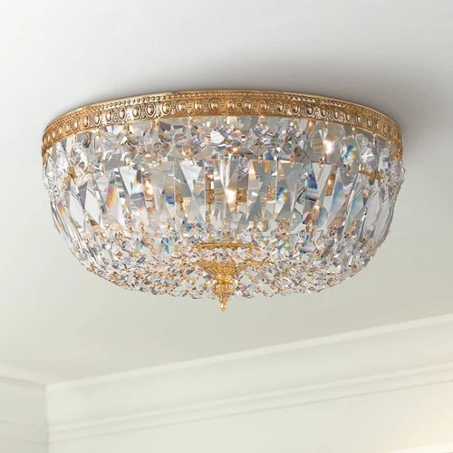 Crystorama Ceiling Mount 16" Wide Brass Crystal 3-Light Ceiling Light - Picture 1 of 7