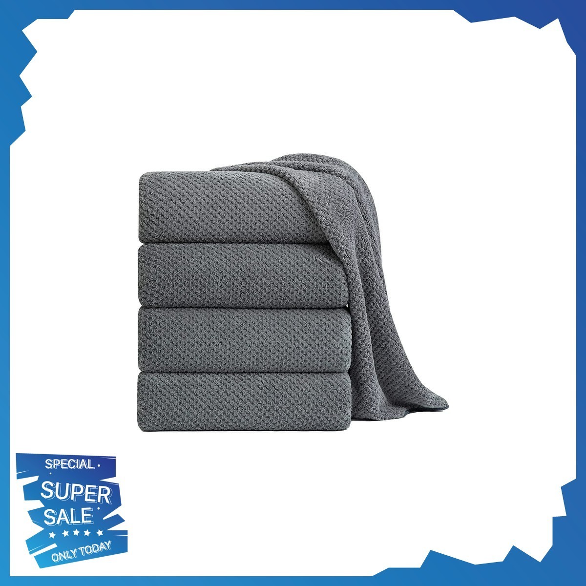 Jessy Home 4 Pack Towel Set Oversized Bath Sheet Towels 600 GSM Ultra Soft Gray