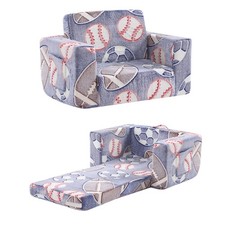 Toddler Chair Kids Couch, 2-in-1 Toddler Soft Sherpa Couch Fold Out Armchair ...