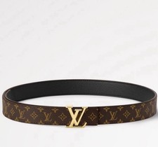 Louis Vuitton Calfskin Monogram 25mm LV Iconic Reversible Woman's Belt Size: 90