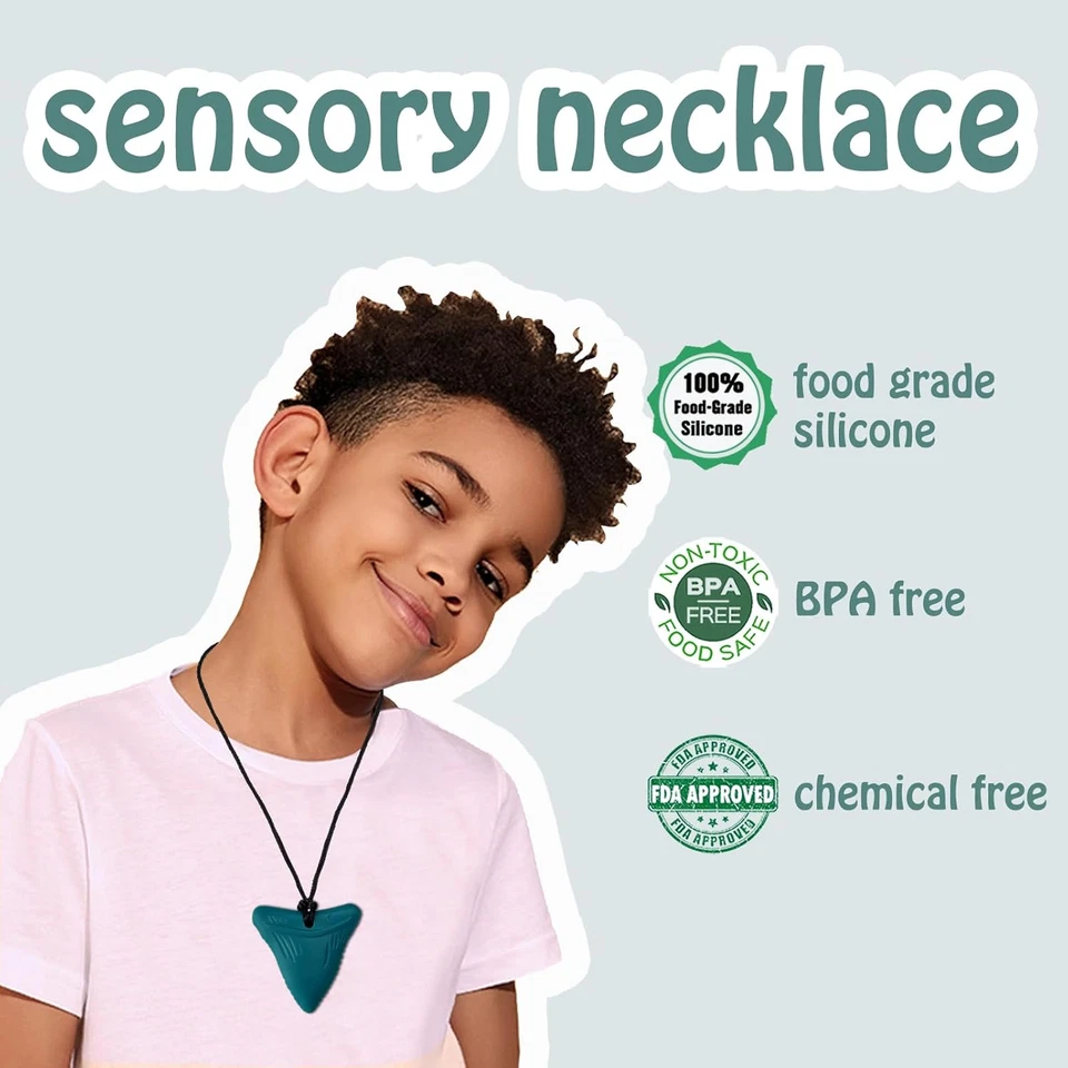 Paquete de 6 collares masticables para niños sensoriales, collar masticable juguetes sensoriales para niños con Foto 3 de 4