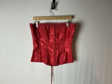 Fredericks Of Hollywood Bustier Women 38 Floral Boned Lace Up Corset Y2K Core