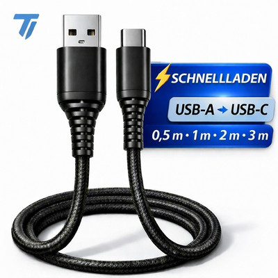 USB A auf USB C Ladekabel 1m 2m 3m Schnellladekabel Datenkabel iPhone Samsung