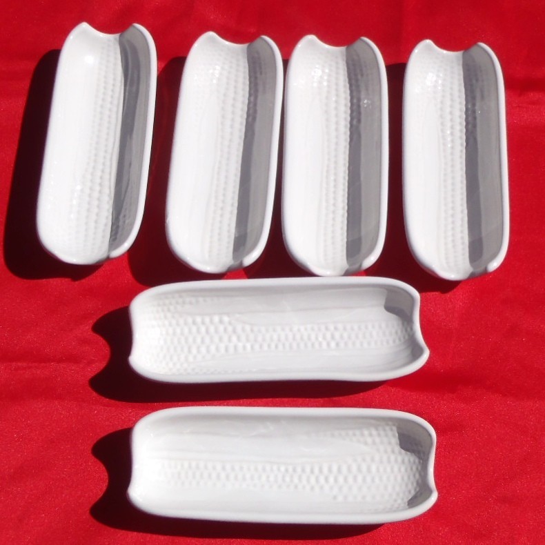 Set Of 6 Vintage Pfaltzgraff HERITAGE WHITE CORN ON THE COB Buttering Dishes NR