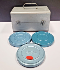 Brumberger Vintage Metal Film Can Storage Case Box with 3 - 5" Reel cases