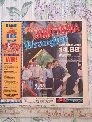 Vintage 1990 Kmart Department Store Weekly Newspaper Ad Brochure Wrangler Jeans
