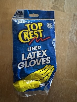 Top Crest Lined Latex Cleaning Gloves Vintage Size Large New Old Stock