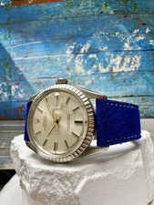 Mens Rolex Oyster Perpetual Datejust Steel Silver Dial 36mm Watch Blue 9