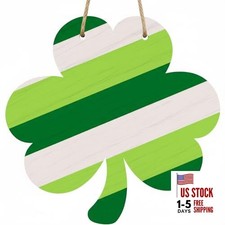 St Patricks Day Door Decorations, Wooden Shamrock Door Hanger for Saint