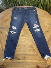 AMERICAN EAGLE Next Level Stretch Hi-Rise Jegging Super Distressed Jeans 18 EUC