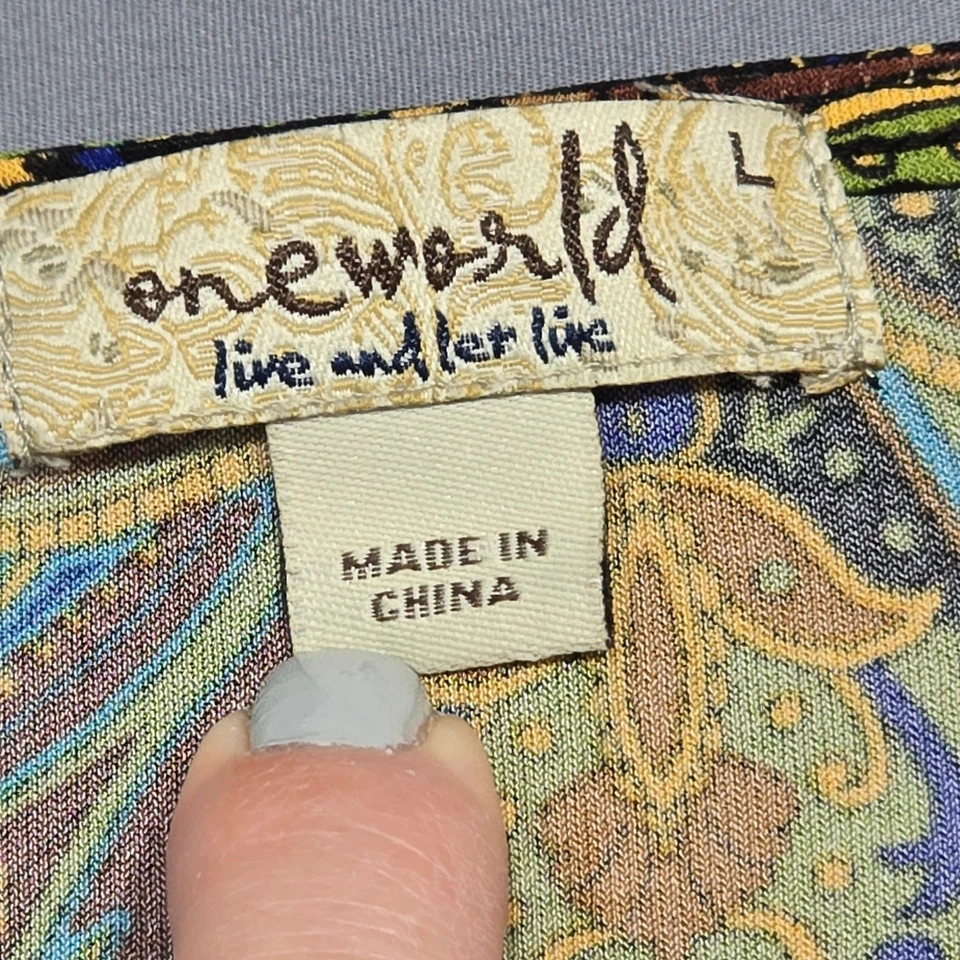 Vestido One World Azul Boho Floral Midi Elástico Decote V Manga Curta Feminino Tamanho G - Imagem 3 de 4