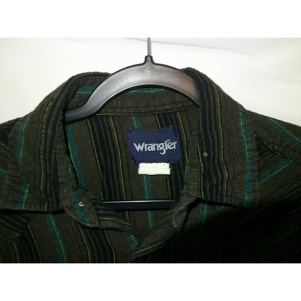 Vintage Wrangler Western Striped Flannel Long Sleeve Pearl Snap Shirt Women's - Image 3 of 3