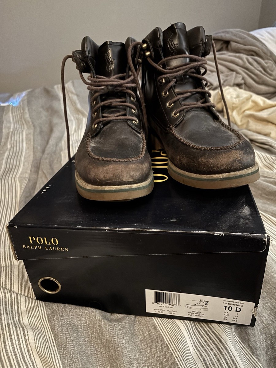 Polo Ralph Lauren Melvin Dark Brown Buff Timber Boots | eBay