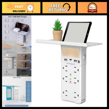 Wall Outlet Extender with Shelf, Night Light, 3 USB Ports, 6 AC Outlets, Power S